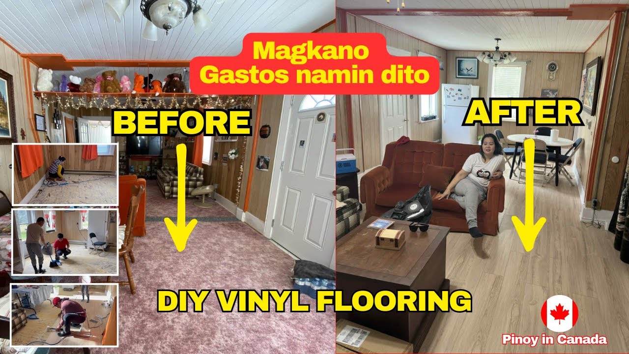 DIY Vinyl Flooring | Magkano Gastos namin dito | Arpee Tv | Pinoy in Canada #diyvinylflooring