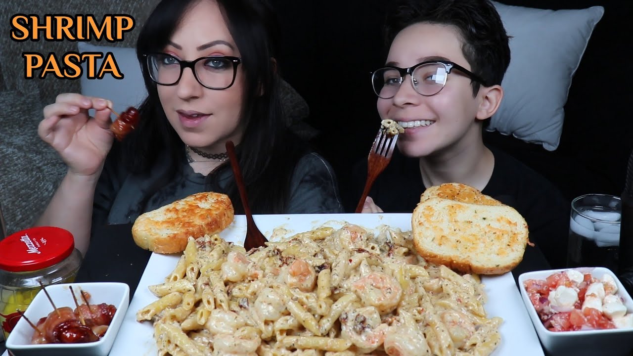 CREAMY SHRIMP PASTA MUKBANG | EATING SHOW