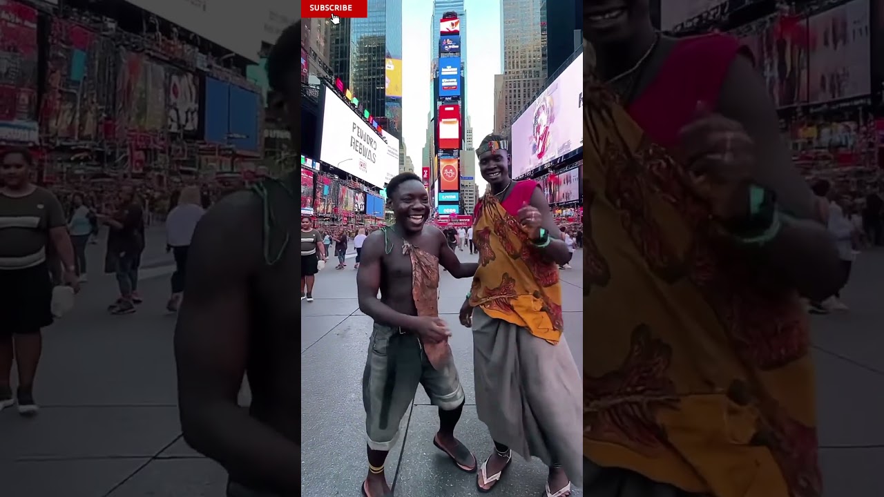 The primitive tribe Chaba arrived in Times Square, New York#hadzabe#funny #primitibe#chaba