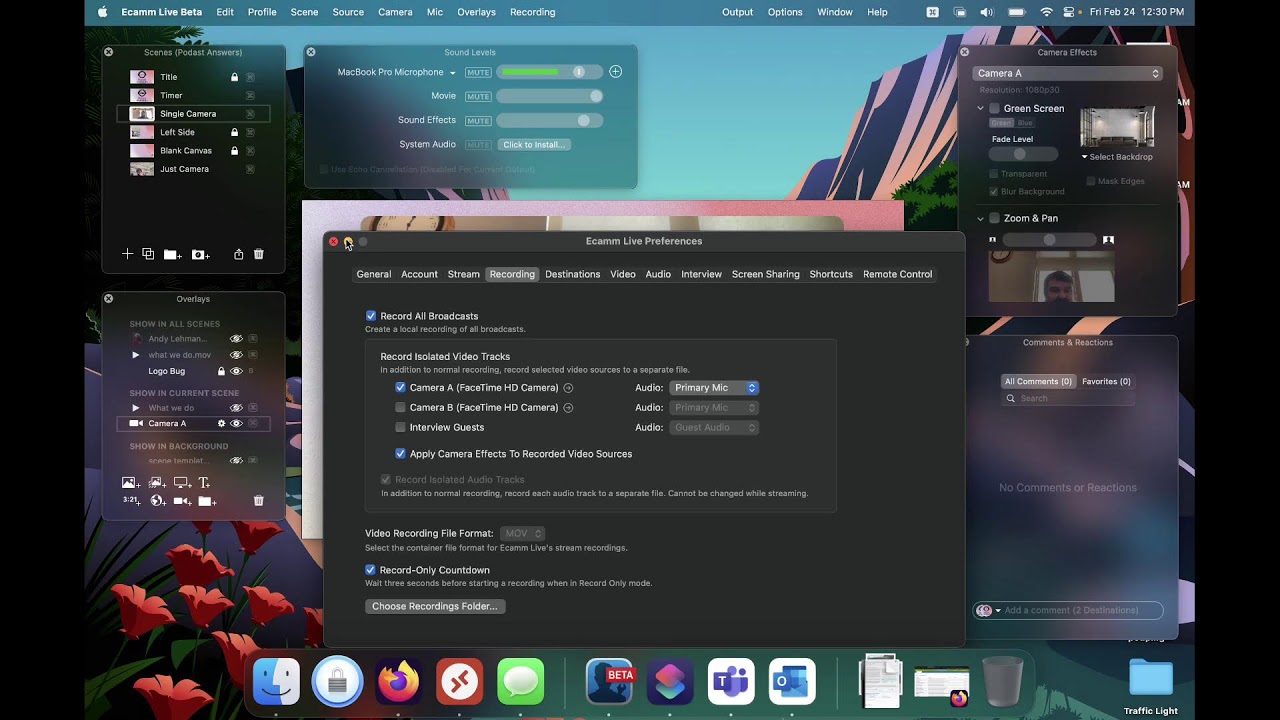 How to record isolated (ISO) video in Ecamm Live