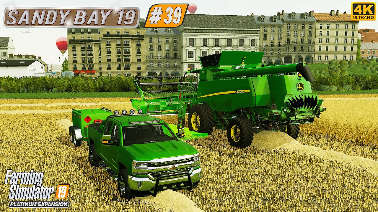 Hauling Straw Bales. Starting Harvesting 35.6 acres of Oat ⭐ Sandy Bay 19 #39 ⭐ FS19 4K TimeLapse