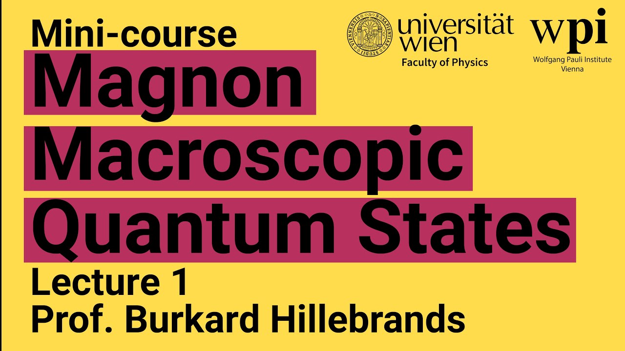 Mini-course: Magnon Macroscopic Quantum States – Lecture 1 (Prof. Burkard Hillebrands)