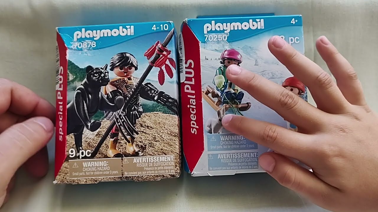 PLAYMOBIL 70878 Y 70250 === GUERRERO CON PANTERA Y NIÑOS EN LA NIEVE CON CONEJOS.🐇.!!