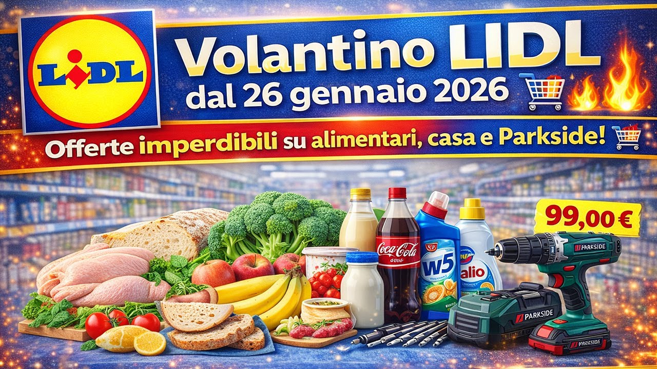 Volantino LIDL dal 26 Gennaio 2026 🛒 Offerte imperdibili su alimentari, casa e Parkside! 🔥