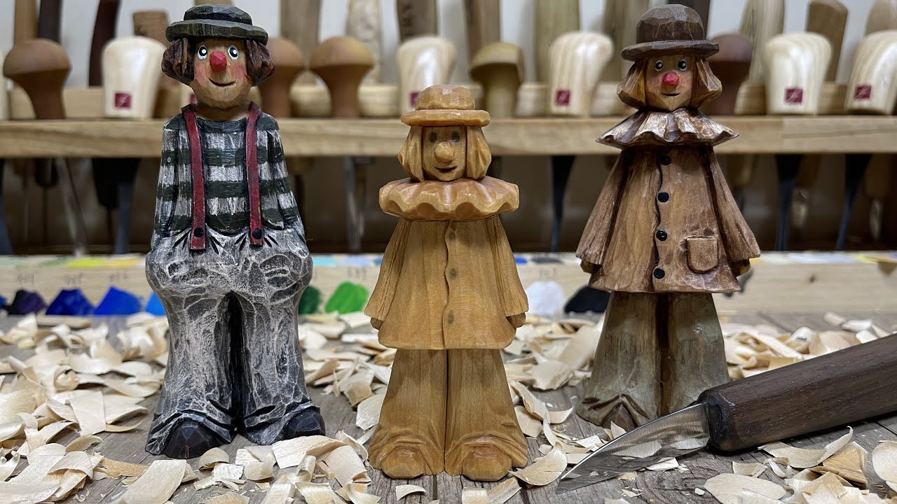 [우드카빙]목각인형 조각하기-어릿광대 Woodcarving-carve a clown