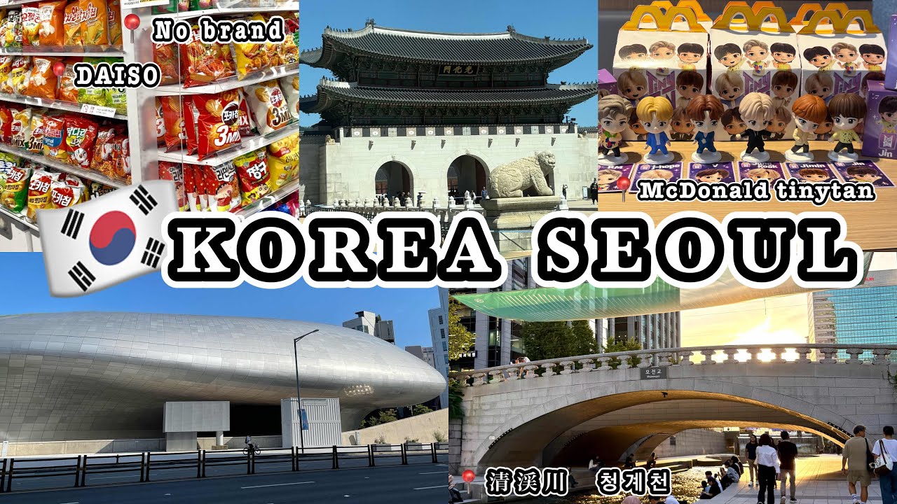 《韓国Vlog Day1🇰🇷》東大門Shopping🛍️｜BTSコラボ🍟 ｜ DAISO・No brand｜清渓川🌇