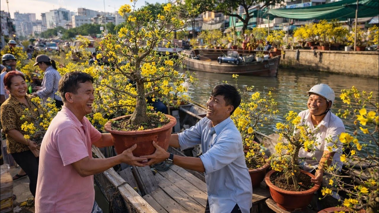 Chiều 29 tết bất ngờ người dân đổ xô ra bến Bình Đông Mua Hoa giá Rẻ 20K 50K