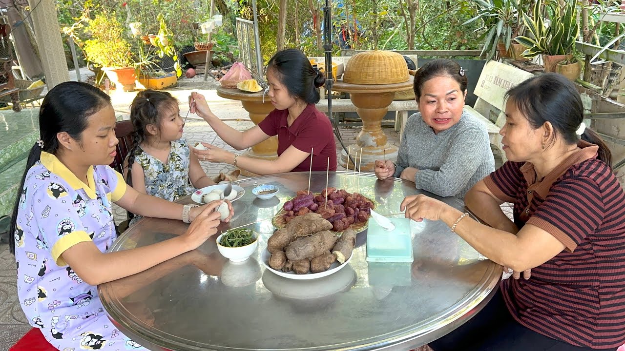 Lấy Củ Khoai Mỡ Tím Làm Bánh Và Nấu Khoai Từ Cùi #1243 - Hai Sướng 