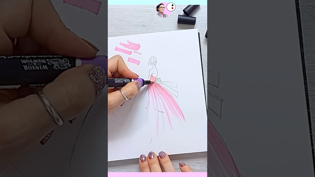 Fashion Illustration Pantoni Vestito Fatina figurino moda Patoo74 | Drawing Timelapse