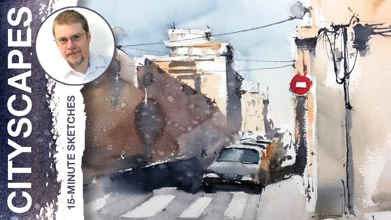 #62 Just a Street (Watercolor Cityscape Tutorial)