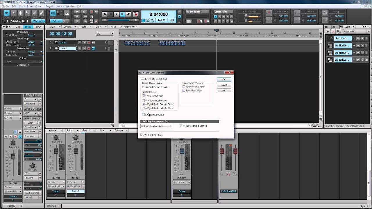 Cakewalk Sonar X3. Les. 4. Track types