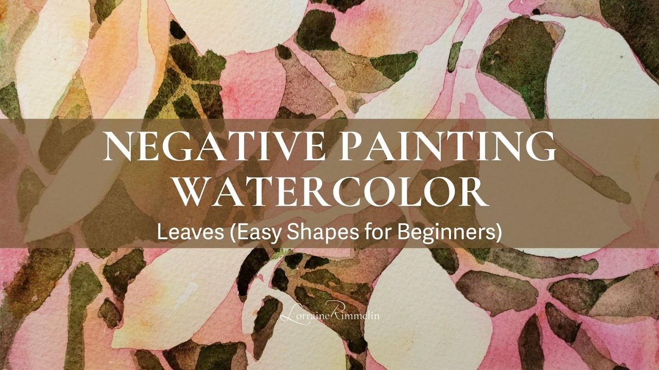 Negative painting leaf shapes are simple & easy. Online Zoom Classes for all skill levels.