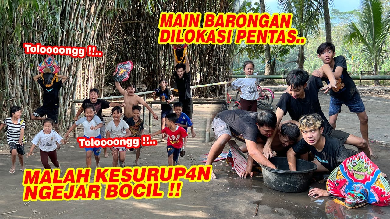BOCIL - BOCIL SAMPE KABUR SEMUA !!  Serunya main barongan di lokasi pentas GWSM
