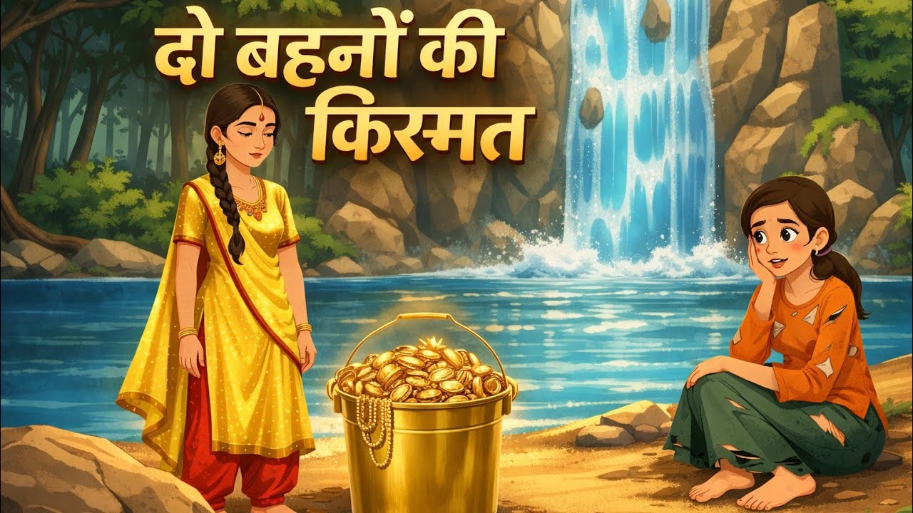 दो बहनों की अनोखी किस्मत |Hindi story|cartoon story| hindi kahaniyan| hindi moral story|@kanhatoons 