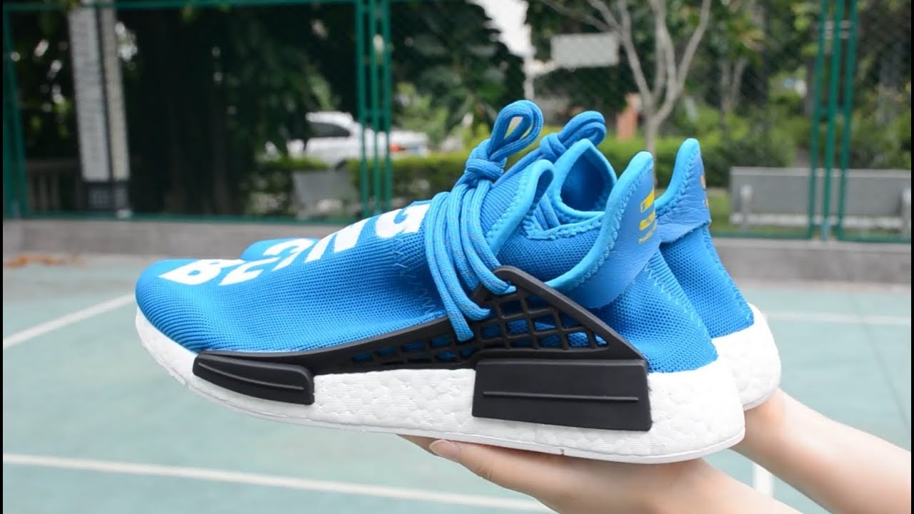 Blue color way of PHARRELL X ADIDAS NMD HUMAN RACE &ldquo;HUMAN BEING&rdquo;