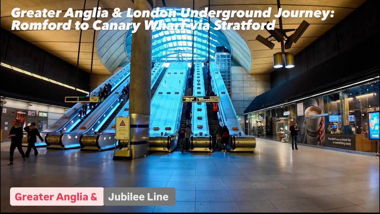Greater Anglia & London Underground Journey: Romford to Canary Wharf via Stratford 