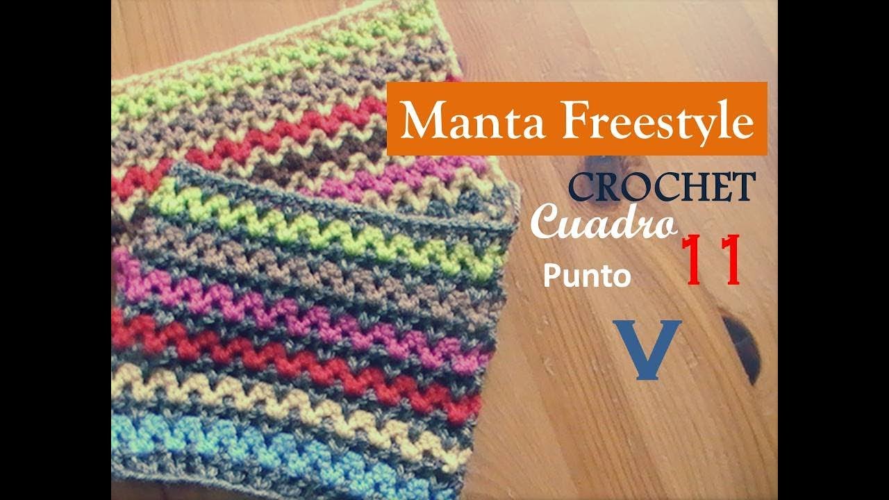 PUNTO V a crochet, cuadro 11 manta Freestyle (zurdo)