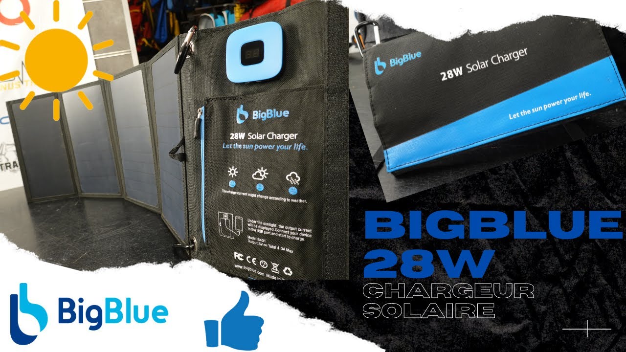 CHARGEUR SOLAIRE BIGBLUE 28W pour avoir toujours de l'energie