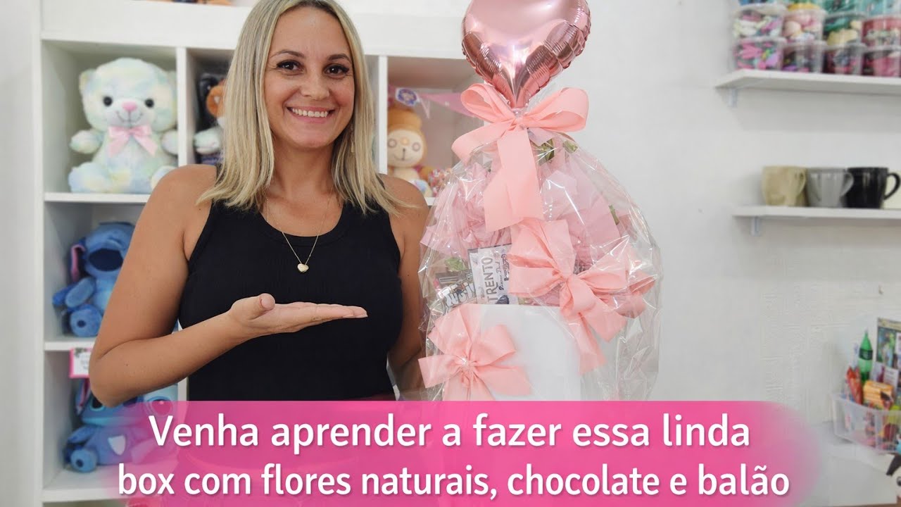 Passo a passo de um presente lindo no cachepô com flor natural e Buquê com três bombons ✨