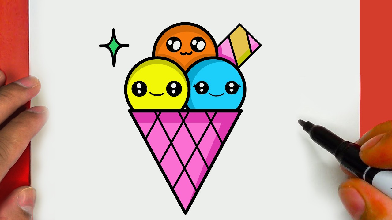 COMMENT DESSINER UNE GLACE MIGNONNE, ÉTAPE PAR ÉTAPE, JACK DESSINS
