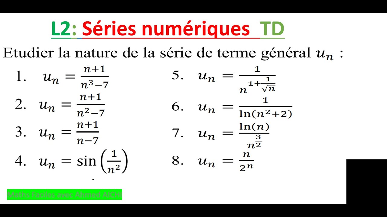 L1 et /ou L2, séries numériques, exercice corrigé