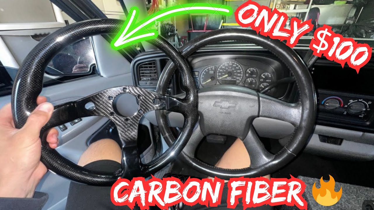 CARBON FIBER STEERING WHEEL INSTALL ON MY NBS SILVERADO!! LOOKS CRAZY!!