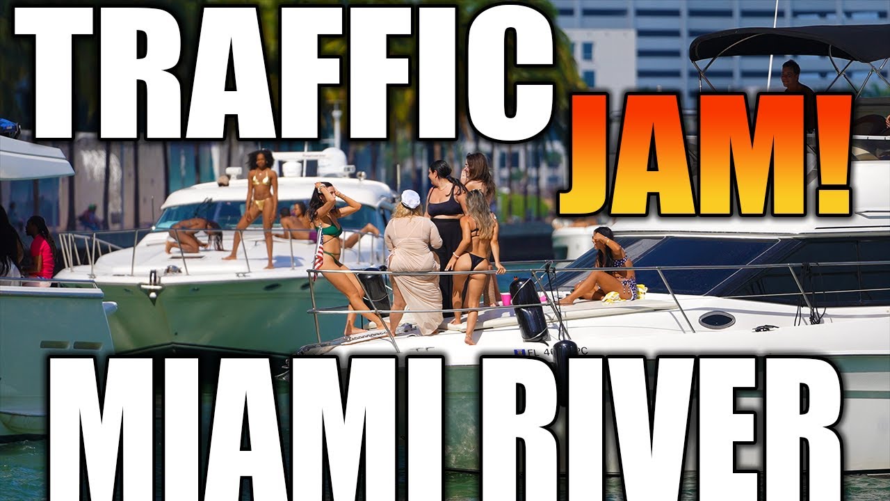 Crazy Traffic Jam at the Miami River | Police Shut Down the Epic Marina | Droneviewhd