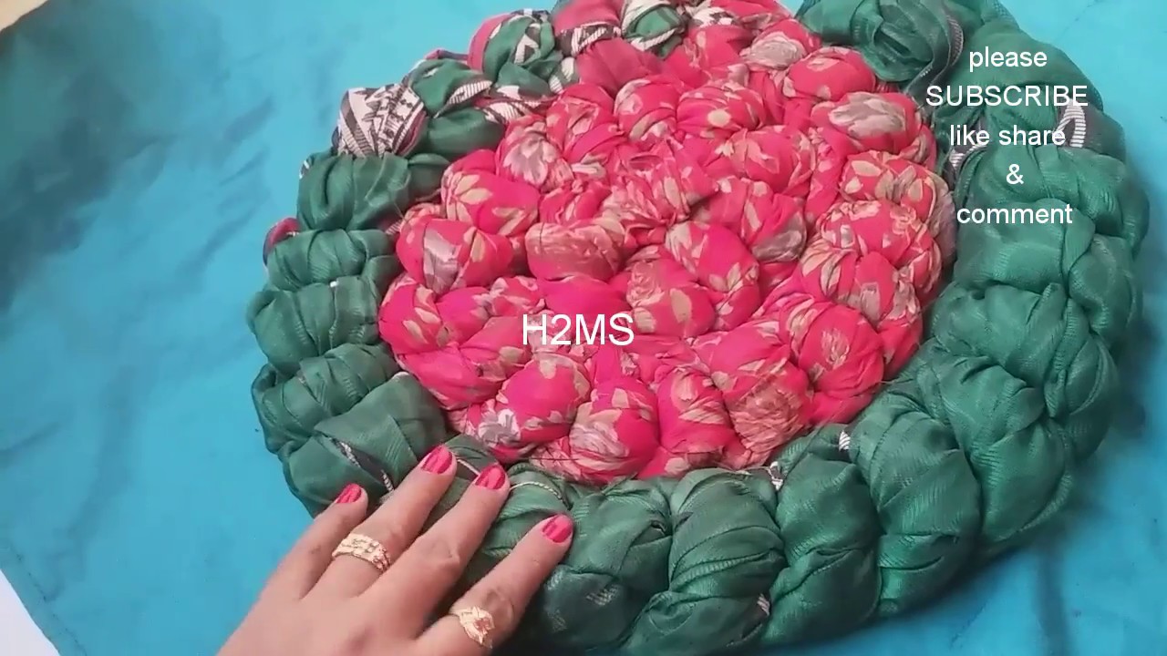 How to make simple doormat /carpet/bathmat/braidedragrug/table mat/rug from old clothes l Recycling