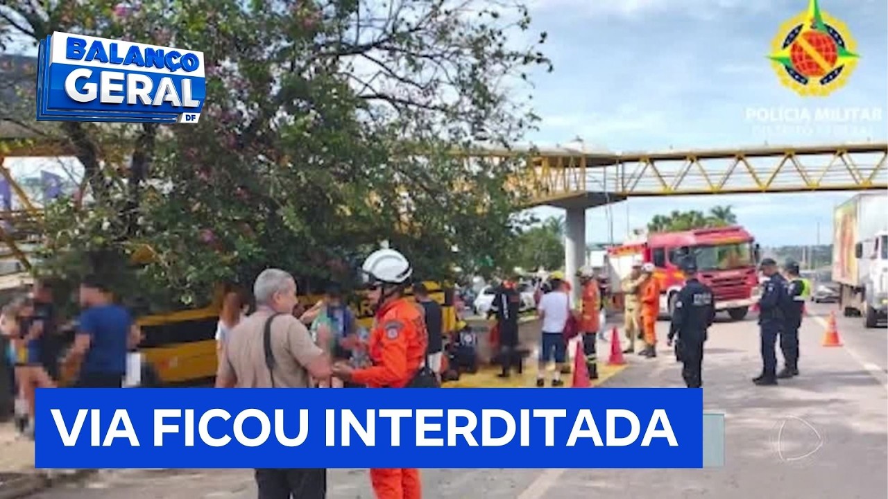 Ônibus com 19 estudantes bate na Epia e mobiliza equipes de resgate | Balanço Geral DF