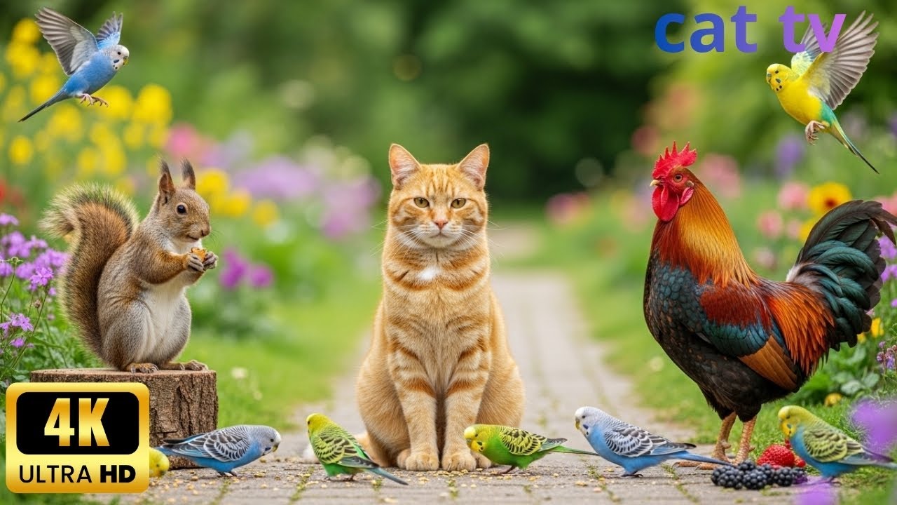 Cat TV Winter Garden Birds & Budgies ❄️🦜 | 4 Hours 4K Calm | Nature Friends for Cats