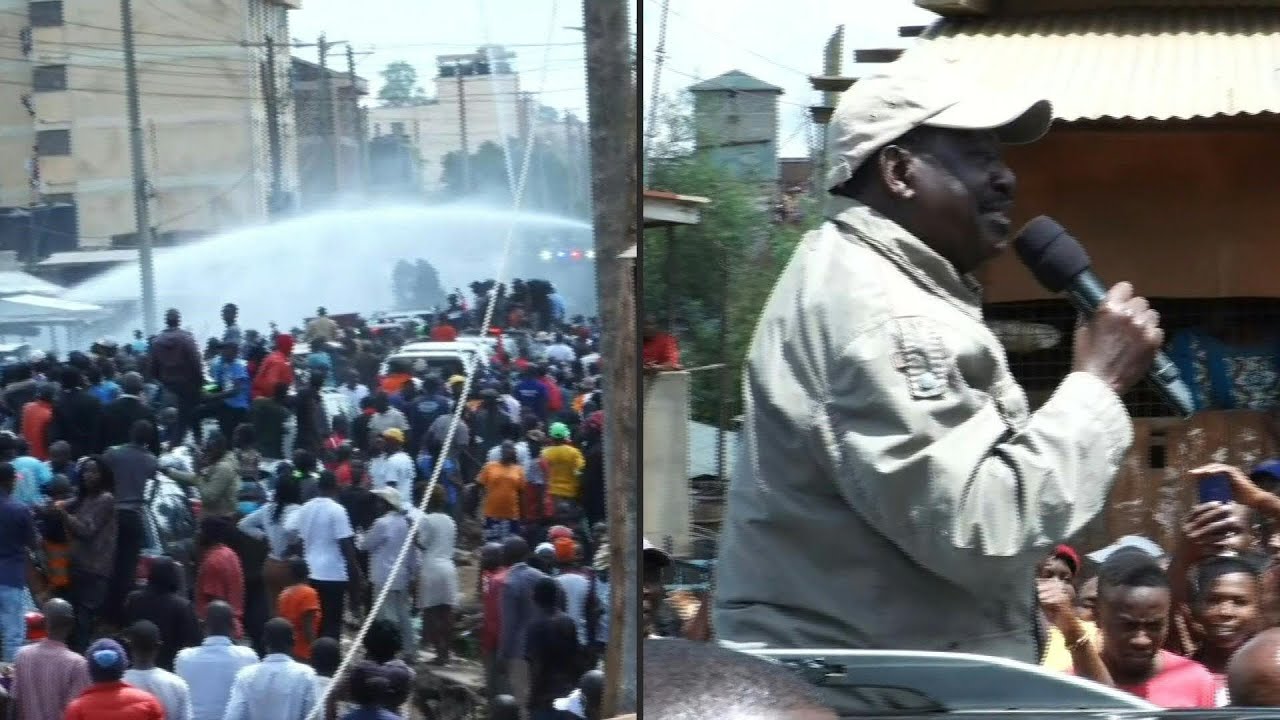 Police fire tear gas at opponent Odinga's convoy during demonstrations in Nairobi | AFP