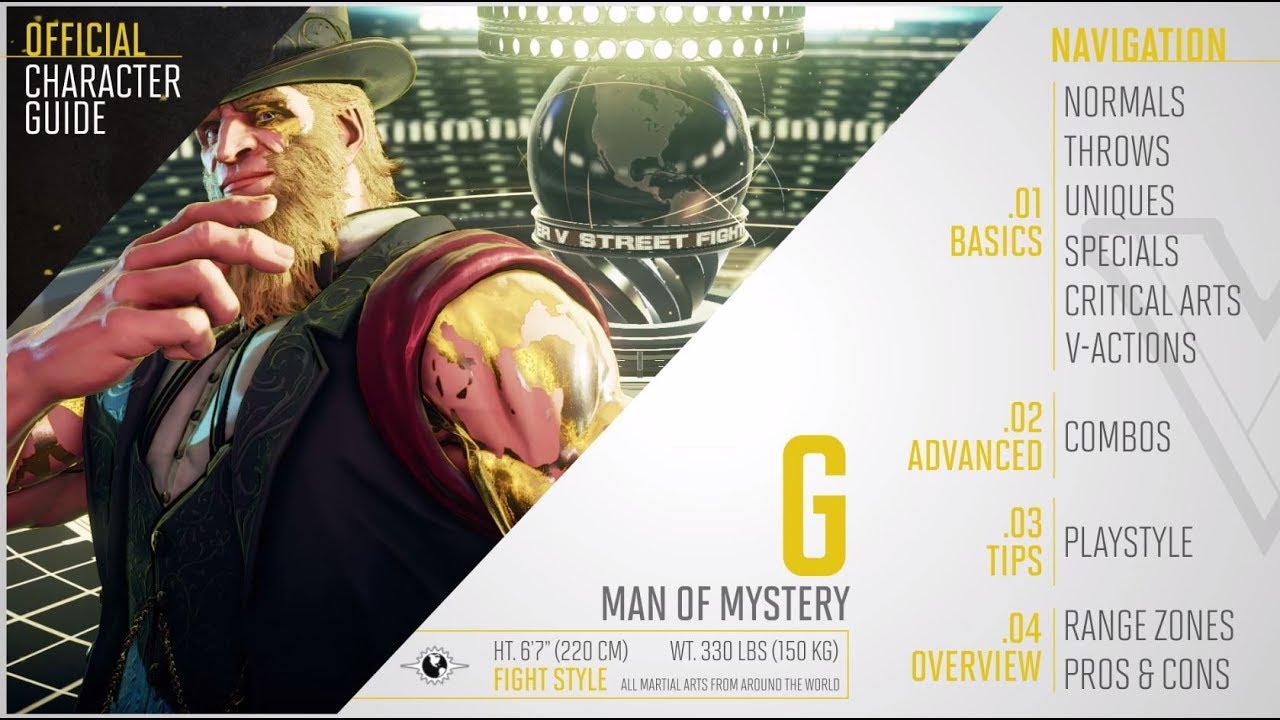 Street Fighter V: Arcade Edition - G Official Character Guide