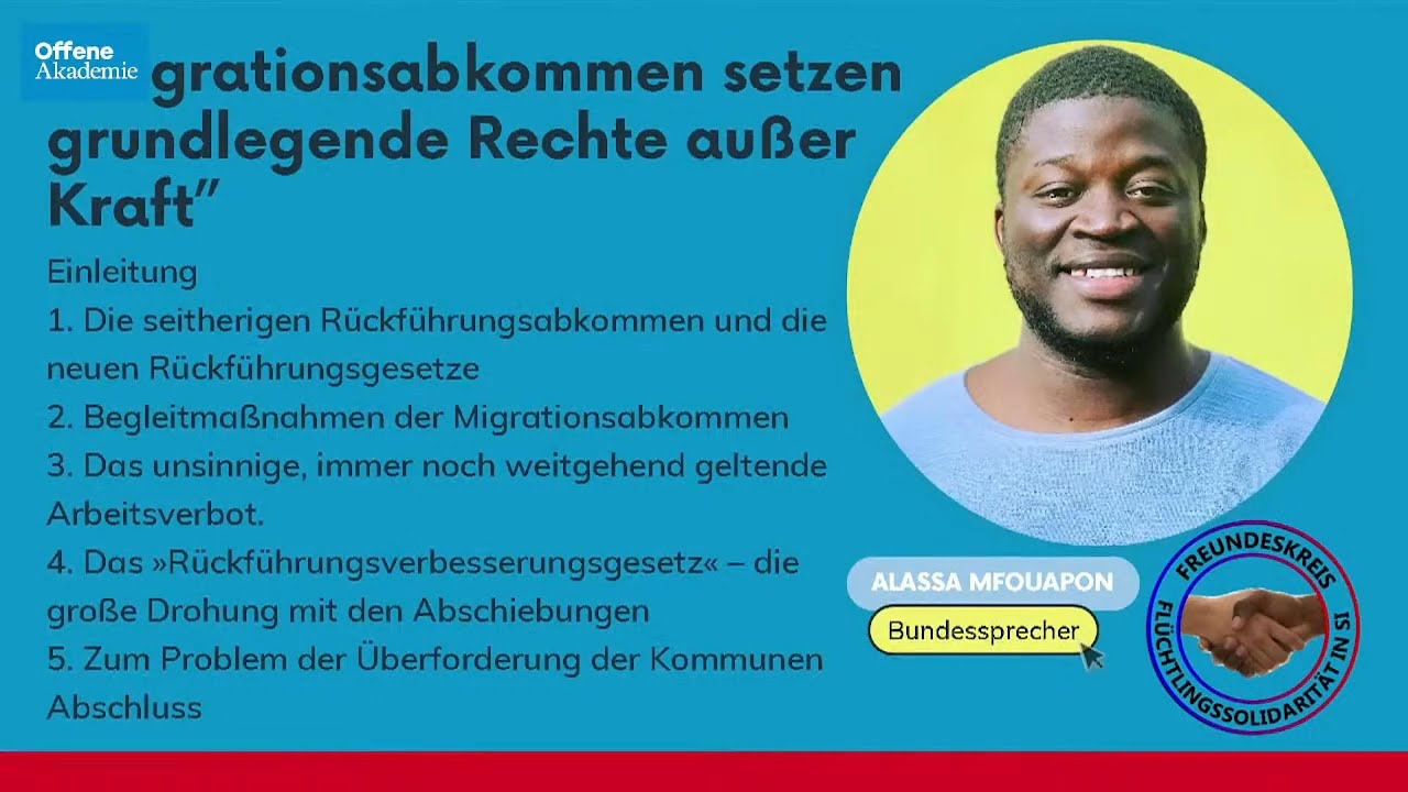 Migrationsabkommen setzen grundlegende Rechte au&szlig;er Kraft -- Vortrag Alassa Mfouapon