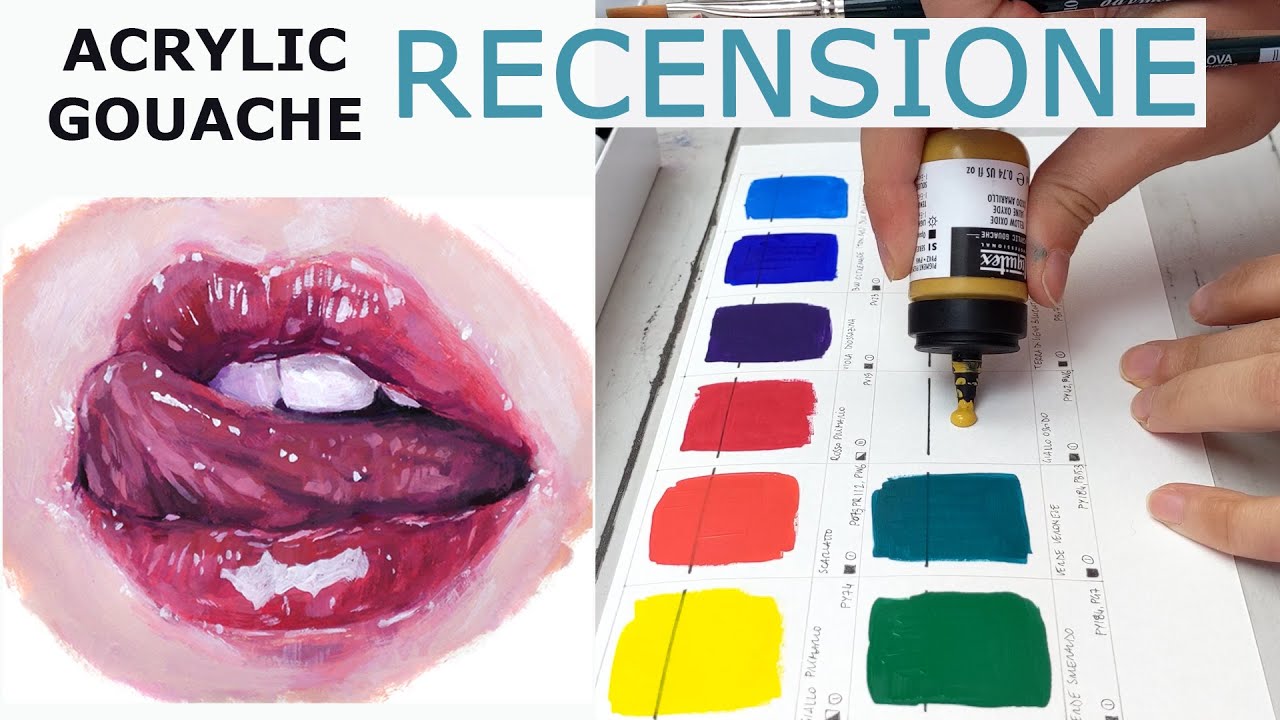 Qual è il senso delle gouache acriliche? Recensione, swatching, dipinto