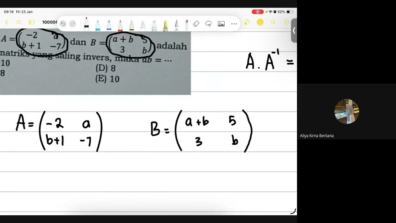 23 Jan 2026_Les Aliya 12 SMA_ UTBK PK_ Matriks, Tranformasi Geometri dan Logaritma (Part 2)