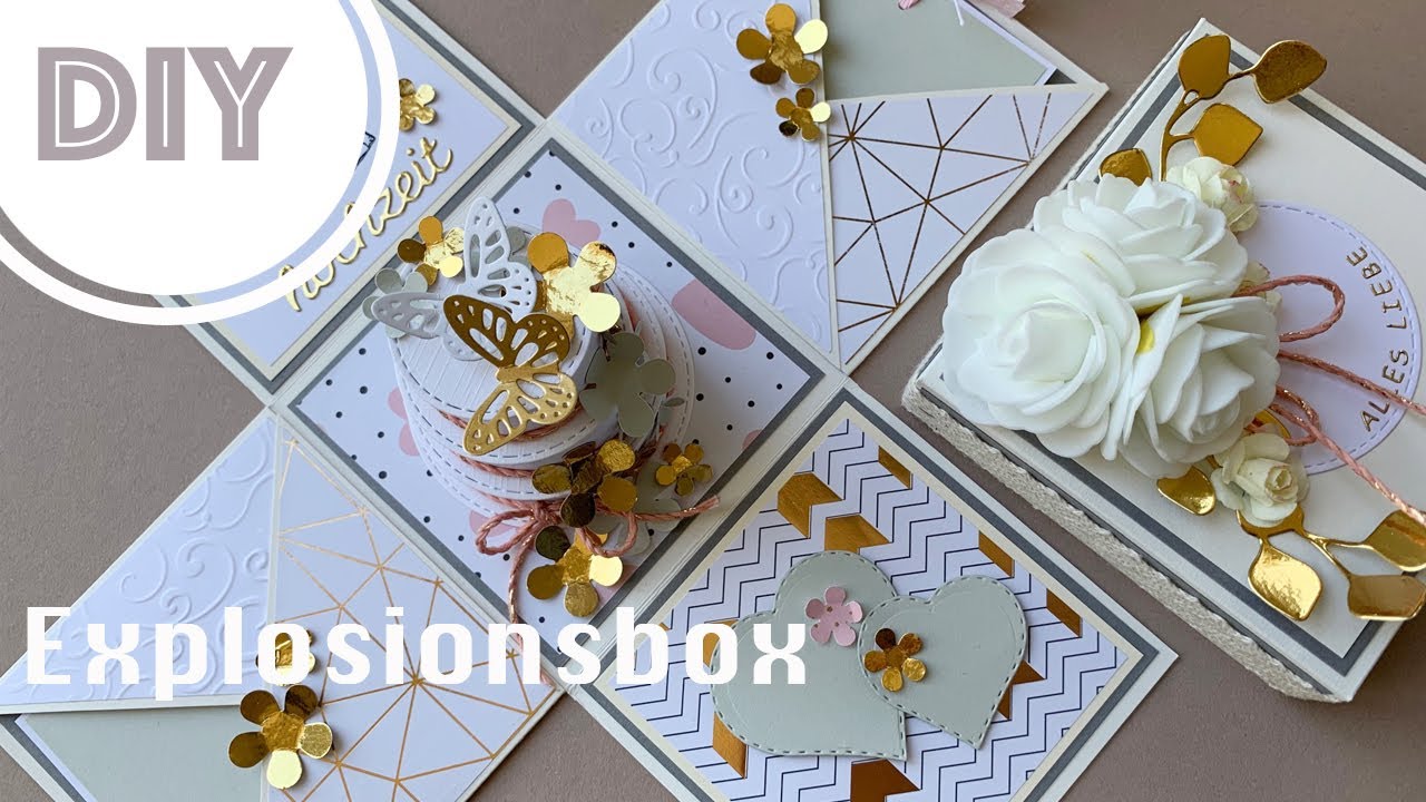 DIY Tutorial Explosionsbox Hochzeitsgeschenk Geschenkbox selber basteln / How to make Explosion Box