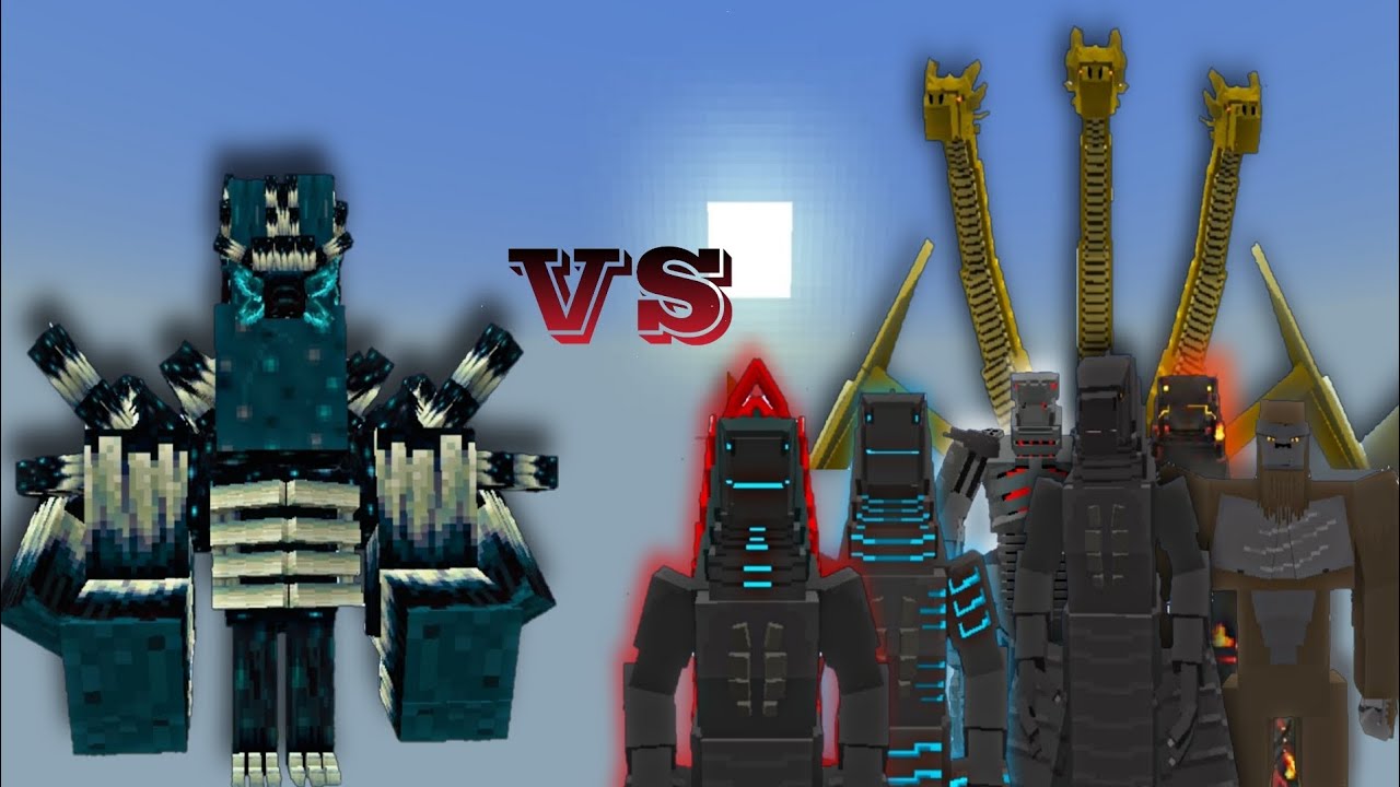 King Titan Warden vs Godzilla and Kong Rise of the Titans Bosses | Minecraft Bedrock | Mob Battle