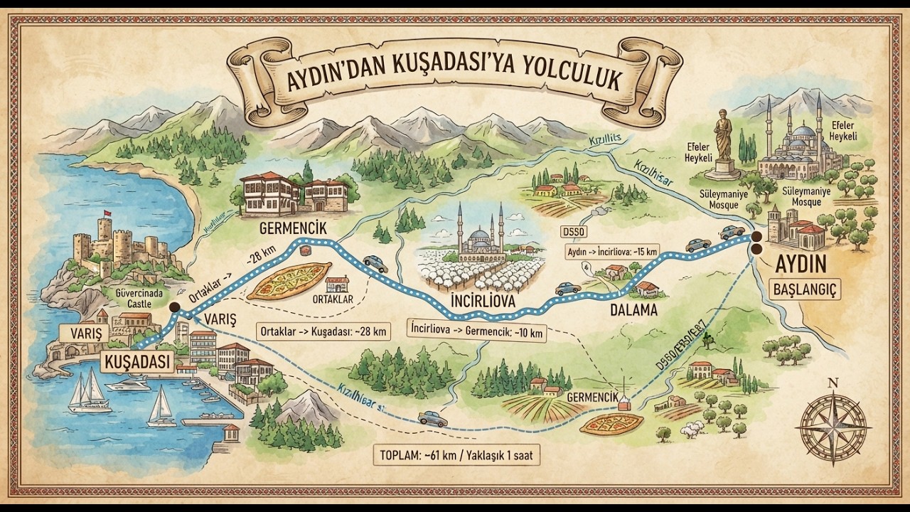 Aydın'dan Kuşadası'na hızlandırılmış çekim.