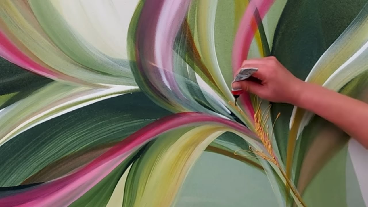 Abstract Botanical Painting with Vibrant Pink & Gold Texture ~ 'Bloom your own Way'
