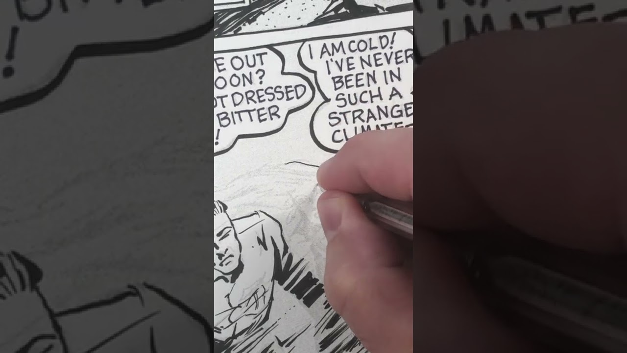 Inking last panel of Sheena&rsquo;s first comic book story drawn by Bob Powell