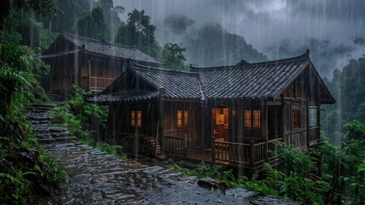🏡 Cozy Mountain Cabin in Rain – Deep Sleep Rain Ambience (24/7)
