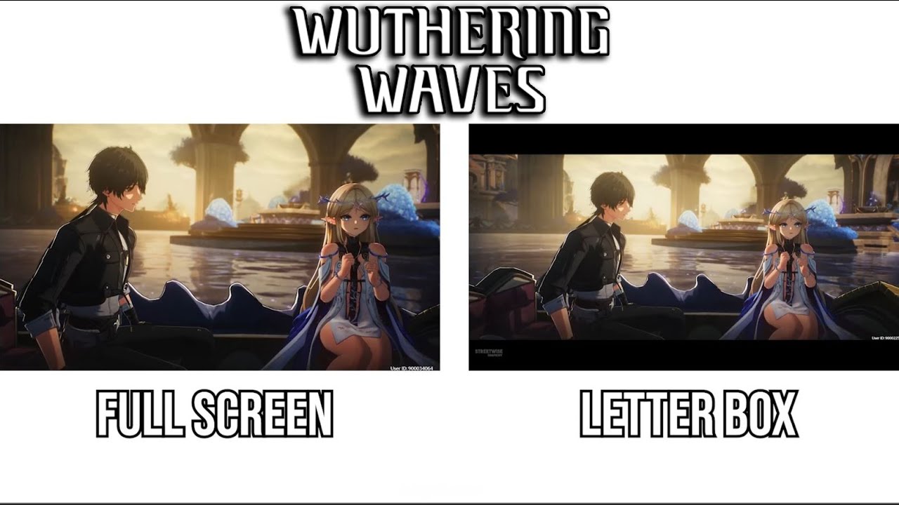 Сравнение LETTERBOX и FULL SCREEN в заставке Wuthering Waves