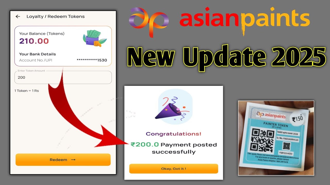 Cash| Token Redeem( Kaise Kare Asian Paint MASTERSTOCK 5 Minutes |Me paise Account me 