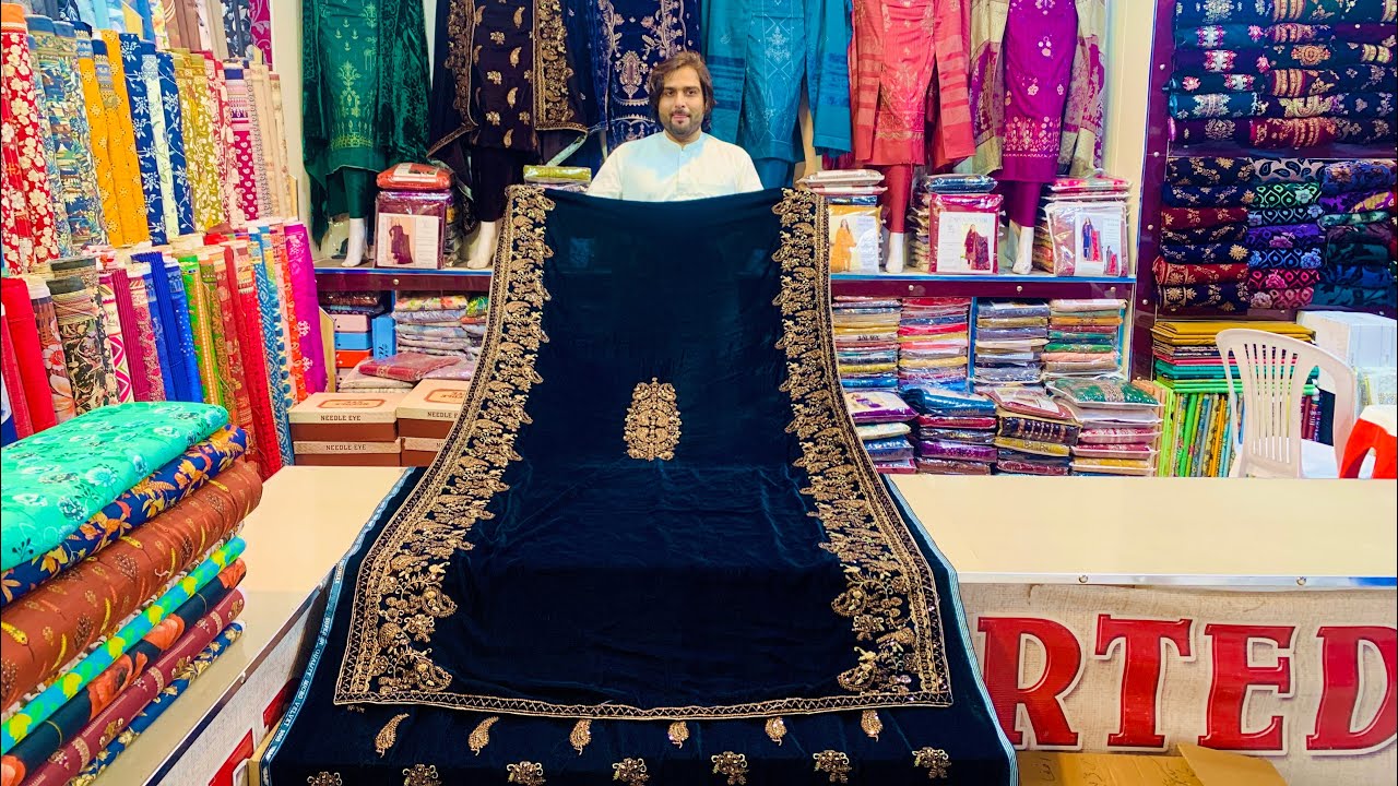 Three piece VELVET shawl Dupatta fancy 