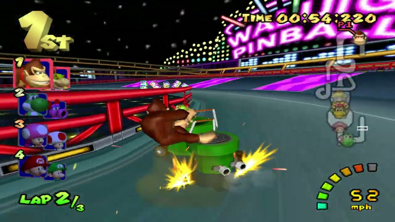 DS Waluigi Pinball - Mario Kart Double Dash!! (Gamecube) [200cc] (Donkey Kong & Bowser Jr.)