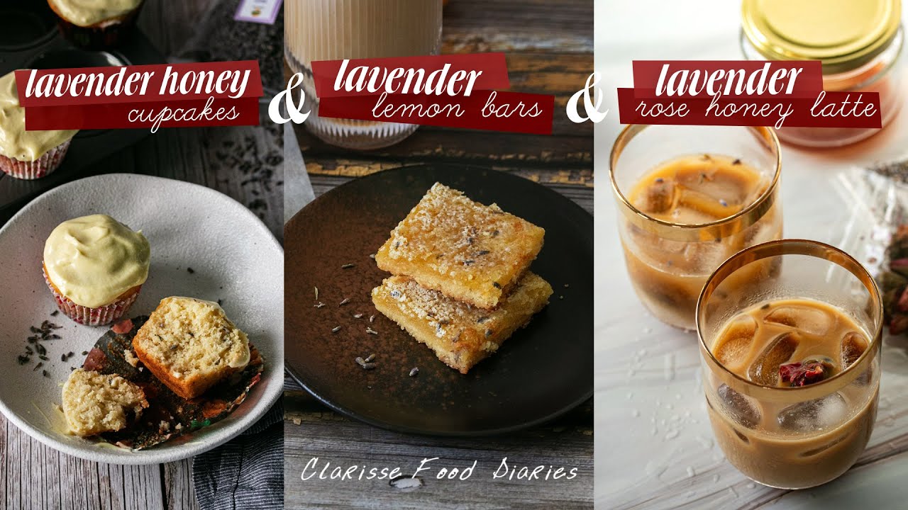 3 Lavender Treats = Lavender-Honey Cupcakes, Lavender Lemon Bars, Rose Lavender Honey Iced Lattes