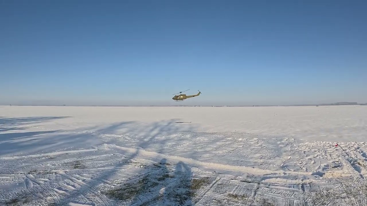 Flying my Huey in winter