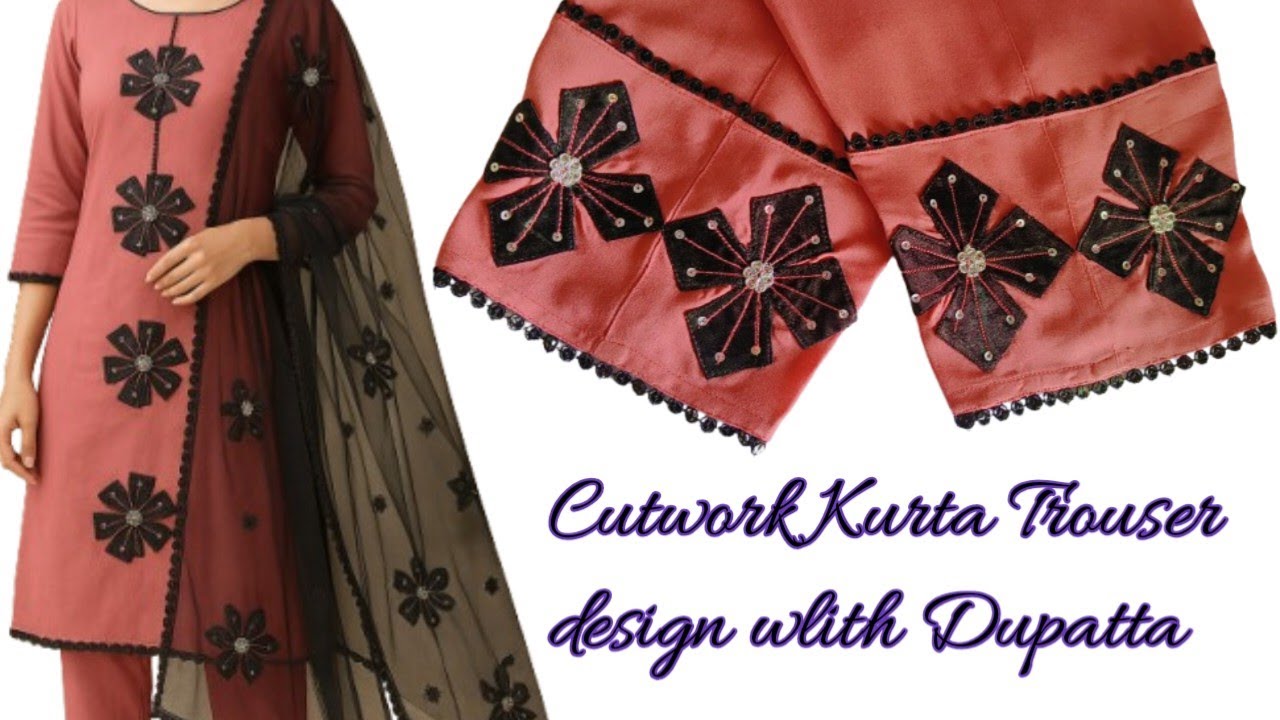 New Trouser design Cutting and Stitching ✂️2025 🔥Cutwork Kurti Trouser designs With Designer Dupatta