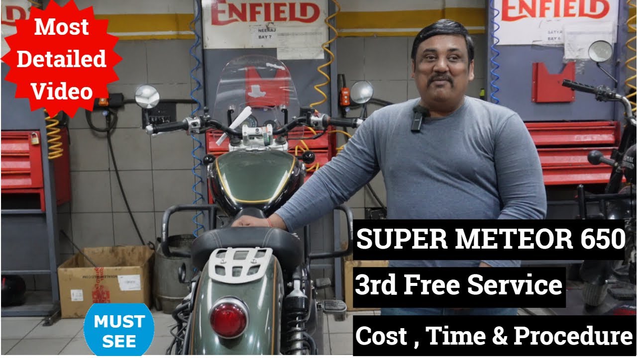 Royal Enfield Super Meteor 650 3rd Free Service | Cost , Time & Procedure | Full Details Vlog No 548