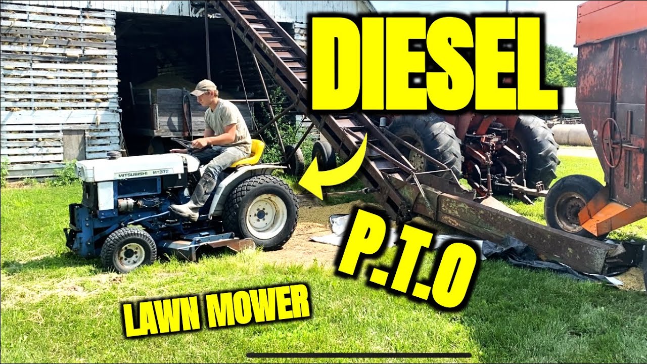 DIESEL lawnmower  P.T.O TESTING Mitsubishi MT372 (grain elevator)
